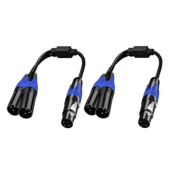 2pcs 3m XLR Splitter Cable, 1 XLR Female to 2 XLR Male Y Cable Balanced Microphone Splitter Cord Audio Adaptor 2Pack