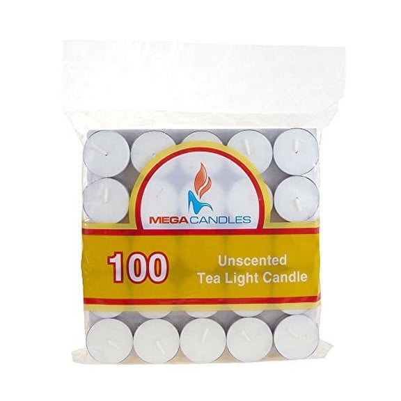 Mega Candles - Unscented Tea Light Candles - White, Set of 100