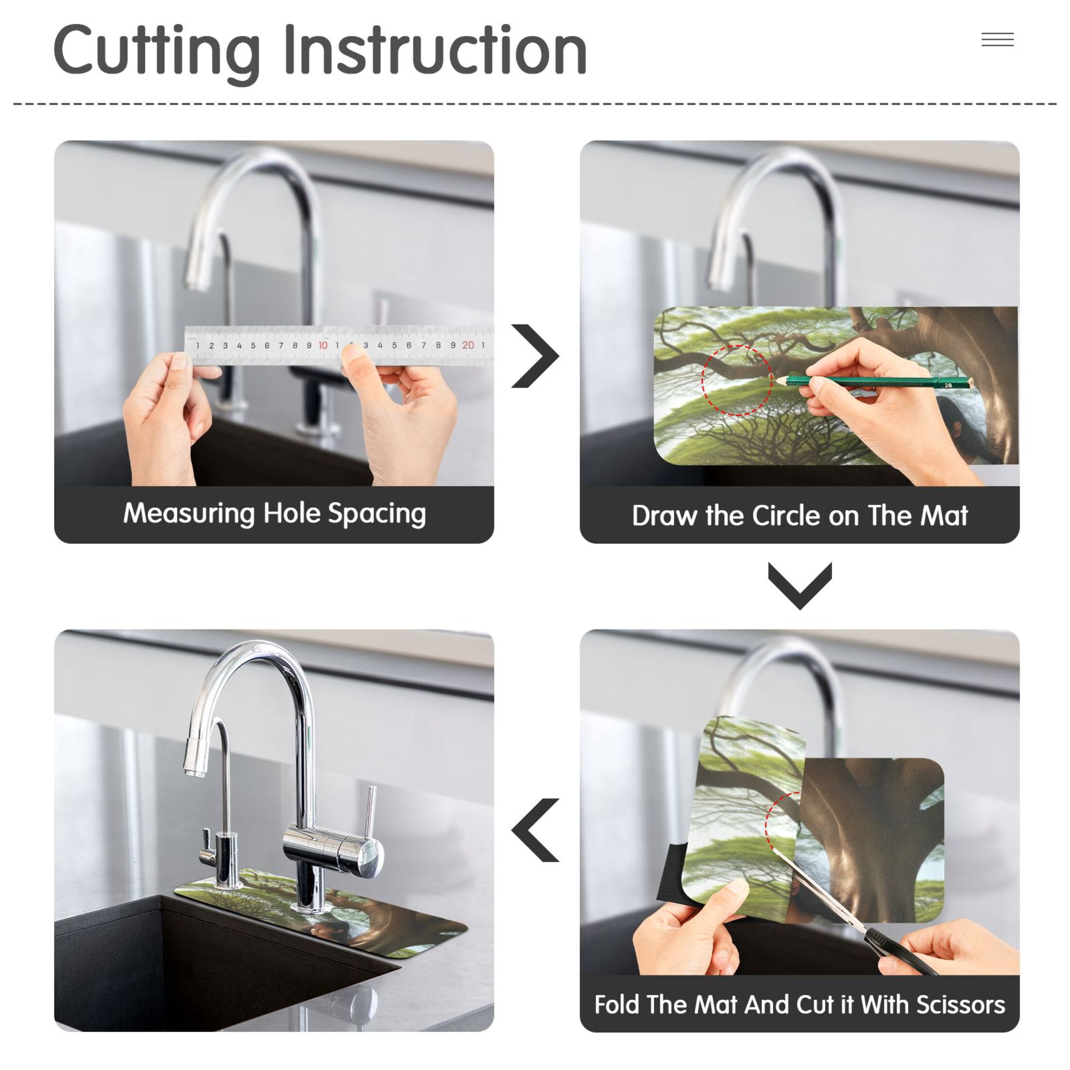 Girl under The Tree Sink Splash Guard Faucet 30x5.4in Drying Mat Drying Mat Absorbent Pad for Bathroom Kitchen 2PCS