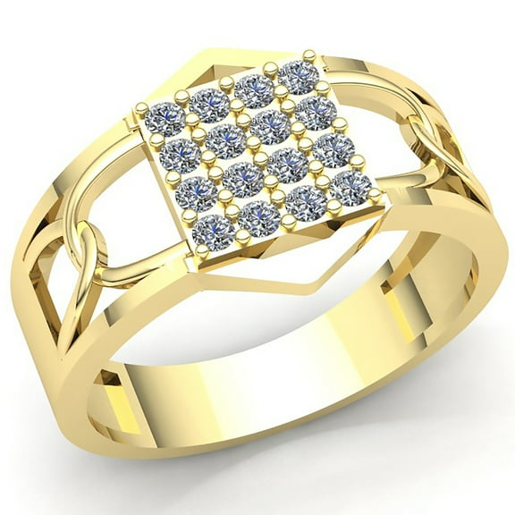 Genuine 0.5ctw Round Cut Diamond Mens Modern Engagement Anniversary Ring Solid 14K Rose, White or Yellow Gold IJ SI2