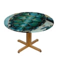thumbnail image 3 of RUIYC  Sea Turtle Tablecloth with Elastic Edge, Round Table Cloth Ocean Theme Washable Reusable Table Cover for Kitchen Dining Party Picnic,, 3 of 7