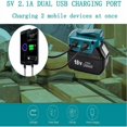 thumbnail image 5 of Fuente de alimentación para batería de iones de litio Makita de 14-18 V YEX-BUR Convertidor adaptador de cargador de teléfono USB con dos puertos USB, puerto de 12 V CC, linterna de luz de trabajo, 5 of 5