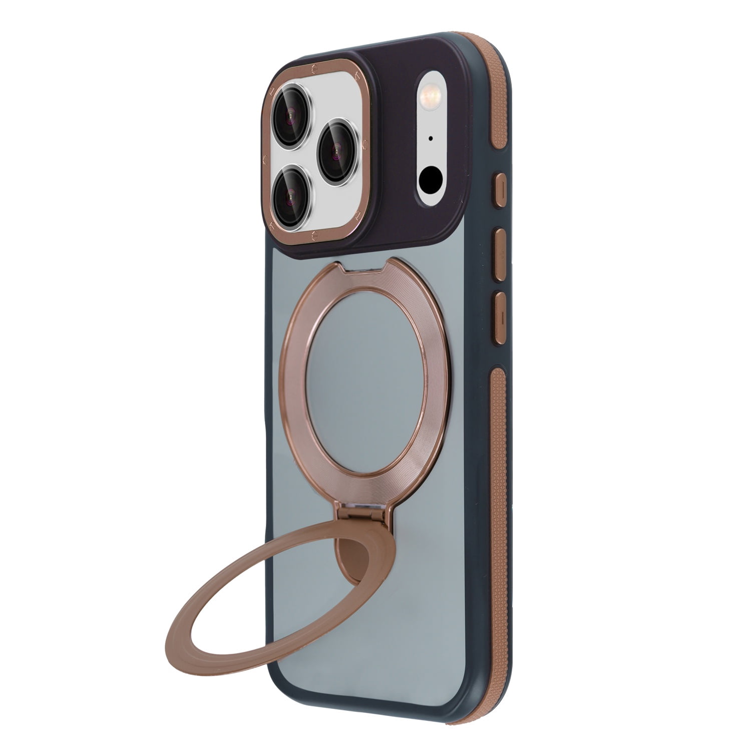 Slim Matte Clear Cover with Integrated Kickstand for iPhone 17 Pro Max - Dark Brown