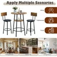 thumbnail image 4 of Counter Height Table Set of 3, Breakfast Bar Table and Stool Set, Minimalist Dining Table with Backrest Stools, Wood Top Pub Table & Chair Set for Kitchen Apartment Bistro - Rustic Brown, 4 of 8