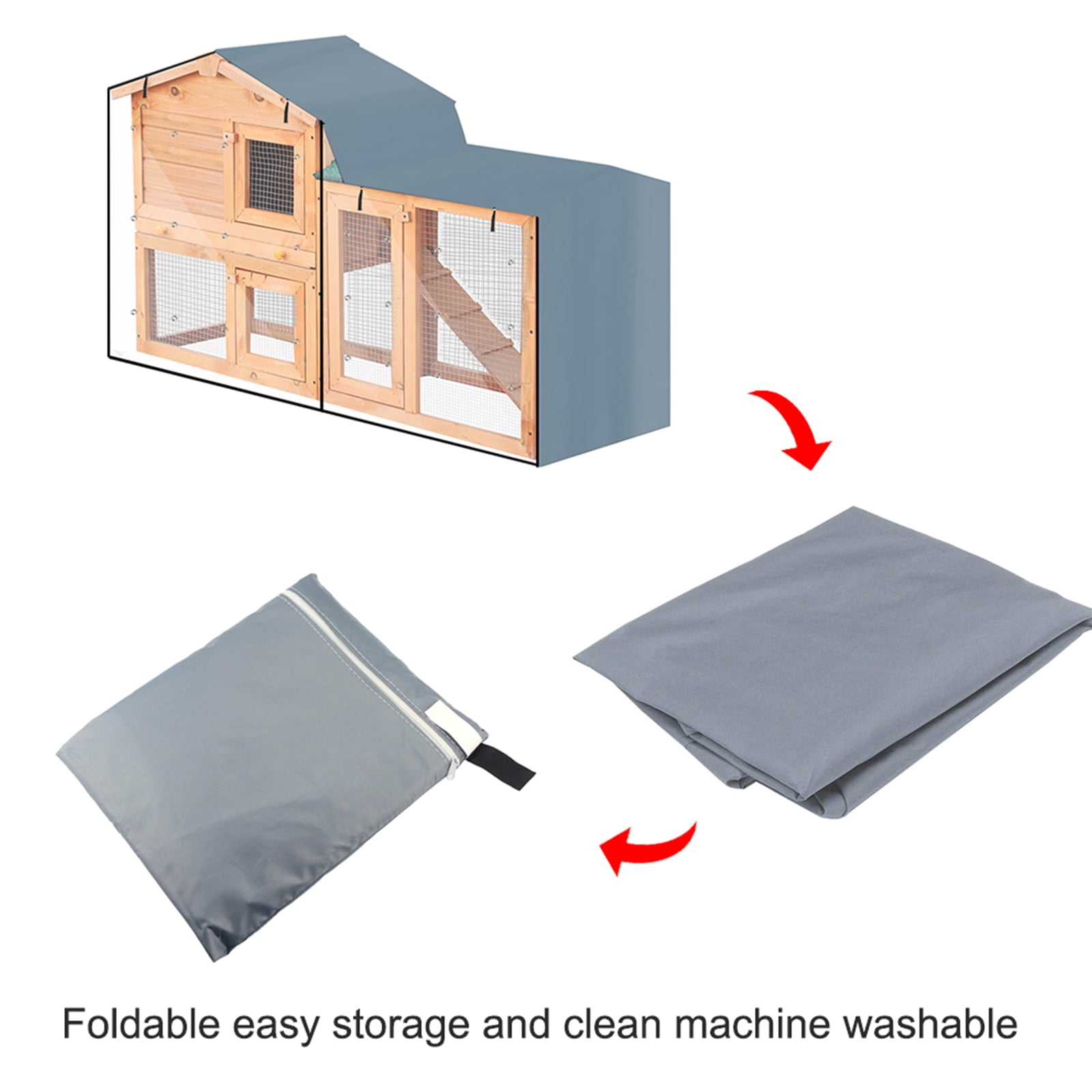 Sofullue Rabbit Hutch Cover Outdoor with Zipper Opening Visible Window Heavy Duty Waterproof Bunny Cage Dust Cover