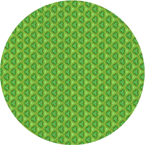 Ahgly Company Machine Washable Indoor Square Transitional Dark Lime Green Area Rugs, 3' Square