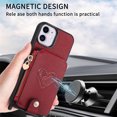 thumbnail image 4 of Feishell Crossbody Phone Case for Apple iPhone 11,Heart Pattern PU Leather Zipper Pocket & Card Slots Shockproof Kickstand Phone Case with Adjustable Shoulder Strap,Red, 4 of 12