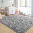 thumbnail image 4 of Nefoso Shag Area Rug, 5ft x 8ft Soft Fluffy Area Rugs for Living Room Bedroom Decor Carpet, Light Gray, 4 of 10