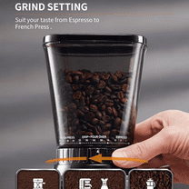 Professional Conical Burr Coffee Grinder, Coffee Bean Grinder with 48 Grind Settings for Espresso, Drip & French Press, Upgraded Anti-Static Technology, Precision Timer, Stainless Steel