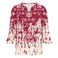 thumbnail image 4 of Pompotops T-shirt Décontracté Imprimé à Manches Trois-Quarts Col en V Manches Évasées pour Femmes Liquidation, 4 of 5