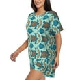 thumbnail image 2 of Naloa Turtles And Seahorses Women's Short-Sleeved Pajama Set, Loungewear, Summer pajamas, Breathable Cozy - Large, 2 of 9