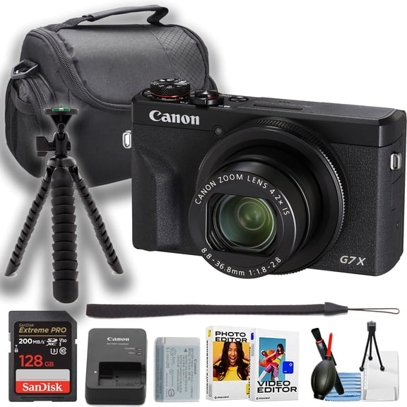 Canon PowerShot G7 X Mark III Digital Camera (Black)   128GB Extreme Pro Memory Card   Camera Case   More (10pc Bundle) (International Version)