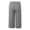 thumbnail image 7 of CPNG Girls Capris Pants Summer Casual Cotton Linen Straight Wide Leg Loose Drawstring Elastic Waist Cropped Trouser(Dark Gray,4-5 Years), 7 of 7