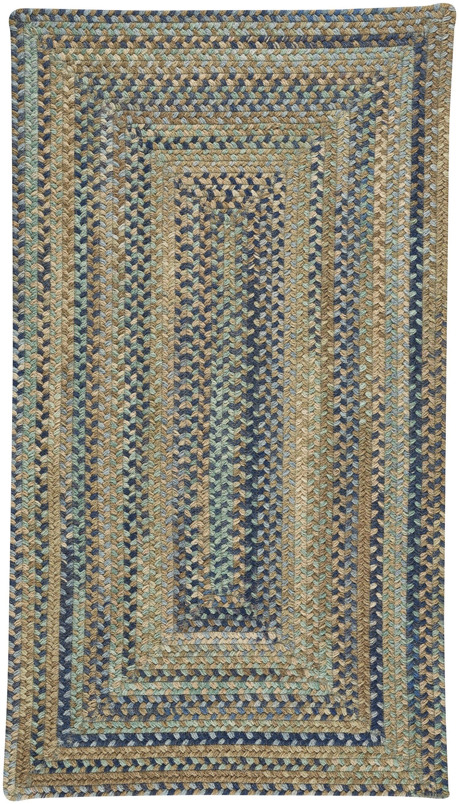Capel American Heritage Barn Blue 0' 36 x 0' 36 Concentric Rectangle Braided Rug 