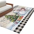 thumbnail image 2 of Rectangle Area Rugs 3 x 5 Ft, Beige Christmas Non-Slip Residential Carpet, Xmas Tree Snowman Bear Snowfall Plaid Indoor Crawling Mats Runner Rugs for Living Room/Dining Room/Bedroom, 2 of 8