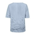 thumbnail image 5 of GZWYHT Boho Floral Tops，Summer Peasant Blouses For Women Loose Pleated Printed T Shirts Shirts Women's Summer Graphic T-Shirts 3/4 Sleeve Tunic Top Blouse Shirt Blue M, 5 of 9
