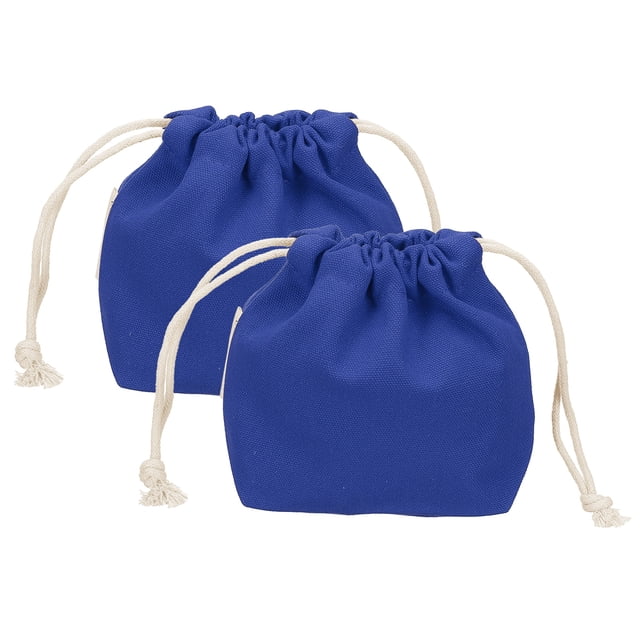Uxcell 2 Pcs Bolsa de Maquillaje con Cuerda, Bolsa Cosmética de Lona de 4.7" para Mujeres, Organizador de Artículos de Tocador para Viajes, Accesorios de Tocador, Azul