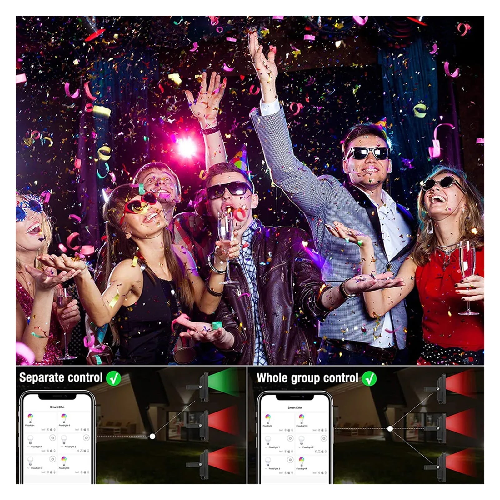 2 PCS Waterproof 15W 25W Smart LED Flood Light RGB APP Control LED Floodlights Garden Party Landscape Stage Lighting