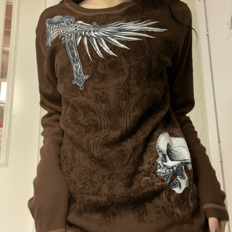 Aunavey Women Teen Girls Fairy Grunge Top Y2k Long Sleeve Aunavey Women Teen Girls Fairy Grunge Top Y2k Long Sleeve