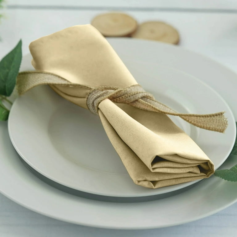 Balsacircle 10 Pieces 20 inch Champagne Polyester Napkins Wedding Kitchen, Gold