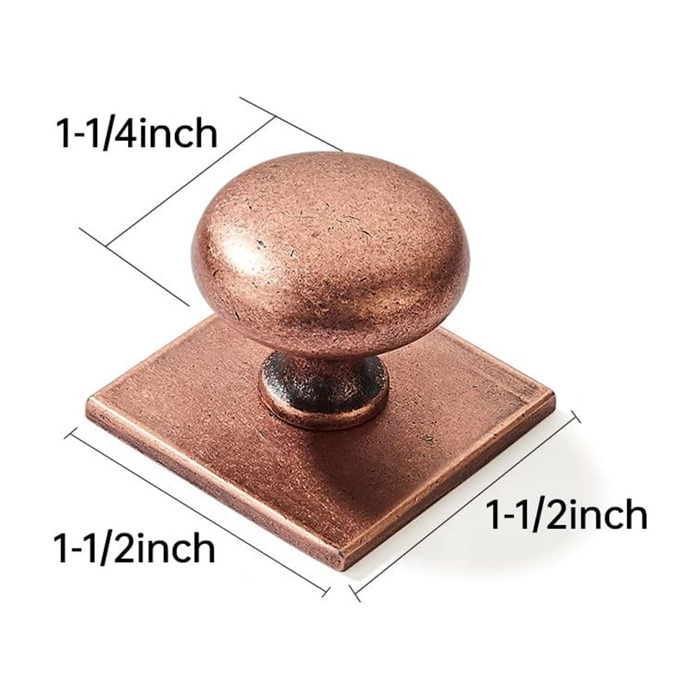 2 Pack 1-1/2 Inch Diameter Antique Brass Cabinet knobs with Backplate,Vintage Backplate for Cabinet knobs and Drawer knobs, Bi-Fold Door Knobs