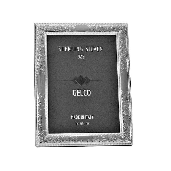 FINE Italian 925 Sterling Silver Hand Chased Glossy Floral Picture Frame 4X6