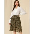 thumbnail image 4 of INSPIRE CHIC Women's Elastic Waist Ruffle Hem Layered Chiffon Midi Skirt, 4 of 6