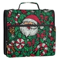 thumbnail image 2 of Haosy 3 Ring Zipper Binder with Shoulder Strap Waterproof Trapper Keeper 2 Inch D-Ring 500 Sheets Capacity, Santa Claus Candy Canes Holly Leaves, 2 of 8