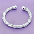 thumbnail image 2 of K-KED 925 Sterling Silver Delicate Jewelry Noble Twist Cuff Bracelet Women Wedding Engagement, 2 of 4
