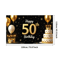thumbnail image 2 of Black Background Glittery Golden 50th Birthday Banner with Crowns Balloons Stars Cakes, Party Decoration Backdrop for Photography Props Birthday Party Celebrations, 2 of 7