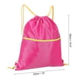 thumbnail image 2 of Uxcell Drawstring Backpack Bag Drawstring Gym Bag with W Zipper Side Pocket for Women Men Rose Red, 2 of 5