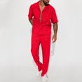 thumbnail image 3 of Men's 2 Piece Set Outfits Short Sleeve Button Down Shirt and Pants Outfits Summer Casual Trendy Workout Holiday Beach Suits for Men, 3 of 6