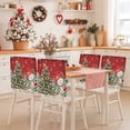 thumbnail image 2 of Red Snowman Christmas Tree Chair Covers Set of 8 Vintage Xmas Gift Winter Snowflake Chair Back Covers Stretch Removable Washable Slipcovers Protector for Dining Room Kitchen Party Decor, 2 of 5