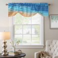 thumbnail image 6 of Abstract Blue Tie Up Valances Curtain, Adjustable Kitchen Ocean Beach Waves Lines Gradient Valances for Windows Decor, Rod Pocket Short Curtains Set for Bedroom/Bathroom, 42"x12", 6 of 9