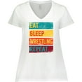 thumbnail image 3 of Inktastic Eat Sleep Wrestling Repeat Gift Women's Plus Size V-Neck T-Shirt, 3 of 5