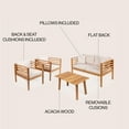 thumbnail image 2 of Thom 4-Piece Mid-Century Modern Acacia Wood Outdoor Patio Set with Cushions and Plaid Decorative Pillows, Beige/Teak Brown, 2 of 6