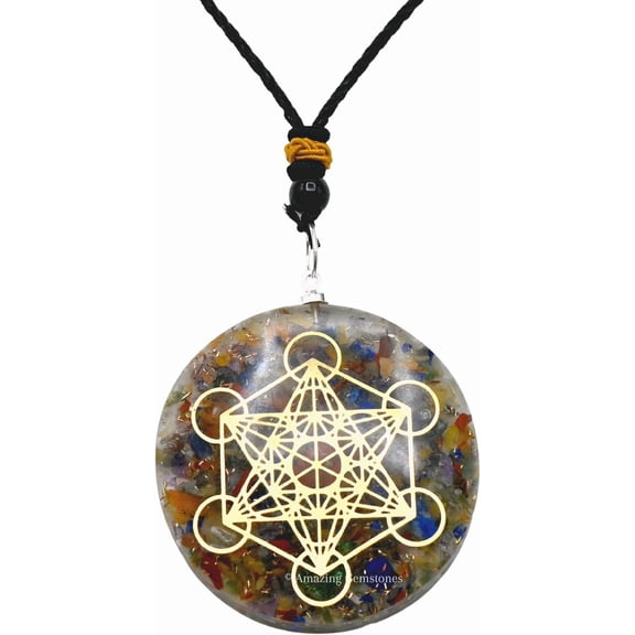 Orgone Pendant with Seven Chakra Crystal and Metatron Cube