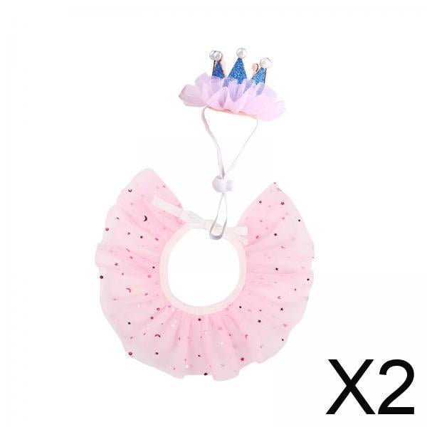 Bandana para gatos,Pañuelos de encaje para perros y accesorio de corona para gatos,Disfraces de princesa para gatos Conjunto babero para mascotas,Bufanda de cuello redondo Babero de encaje