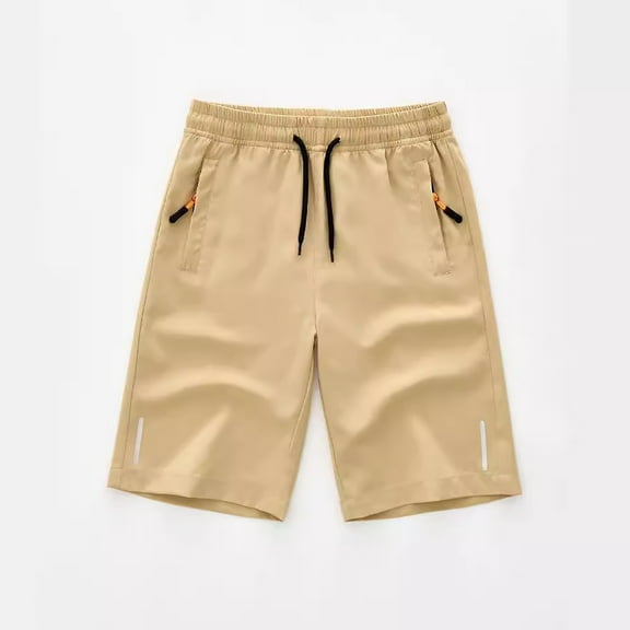 Summer Shorts for Teens Boys Shorts Size 6, Cotton Solid Color Casual Shorts Elastic Waist with Pockets for Summer Kids Clothes