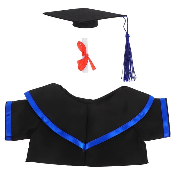 ColoMX 1 juego de gorro y bata de peluche de oso de graduación, sombrero para celebraciones de graduación, traje de muñeca de graduación, diploma para muñeca, accesorios de cosplay de graduación
