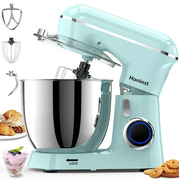 Honinst 6.5 QT Electric Stand Mixer, 10 P Speeds Lightweight with Tilt-Head Kitchen Stand Mixer, Dough Hook, Whisk, Beater and Bowl, Food Mixer for Baking, Cake and Most Home Cooks