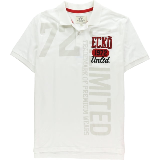 Ecko Unltd. Polo de rugby con bloque numérico para hombre, blanco, grande