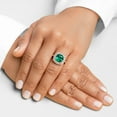 thumbnail image 2 of PEORA 5 Carats Created Colombian Emerald Lab Grown Diamond Ring in 14K White Gold, Cushion Cut, Size 5, 2 of 5