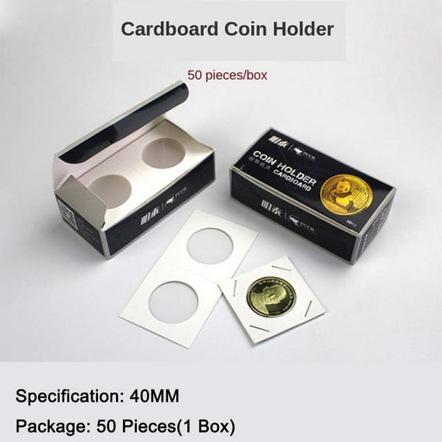 50pcs Porta monedas de cartón Mega Surtido Caja de contenedores de monedas para almacenamiento de monedas 40mm Yotijar monedero de cartón
