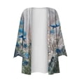thumbnail image 2 of Sksloeg Lightweight Cardigans for Women Casual 3/4 Sleeve Floral Printed Kimonos Lightweight Cardigan Button Down Sweaters Duster,Gray M, 2 of 5