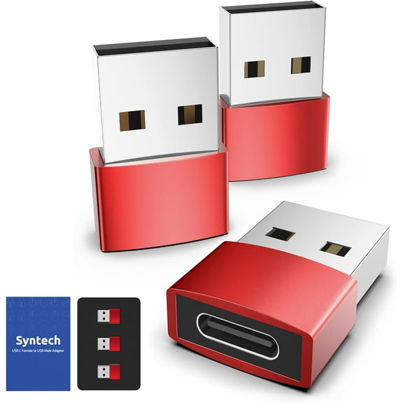 Syntech USB C Female to USB Male Adapter Pack of 3 [Travel Must Haves, Aluminum] USB C to USB Adapter, Type C Charger Cable Power Converter