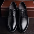 thumbnail image 4 of Zapatos formales de cuero para hombre, de negocios, de otoño, con suela suave, transpirables, informales, estilo británico, coreano, con cordones, negros, para conducir, 4 of 6