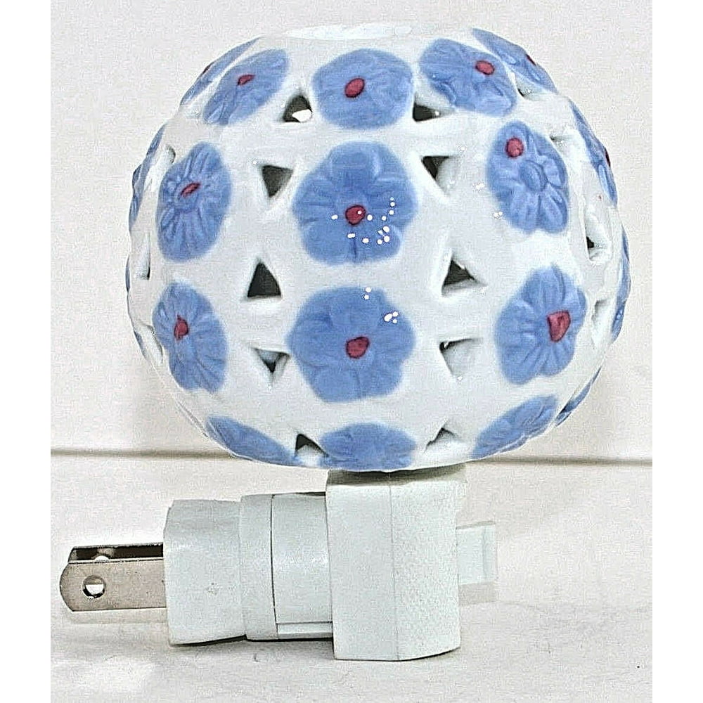 Quality Ceramic Plugin Night Light Vintage Home Decor Blue Flower Ball