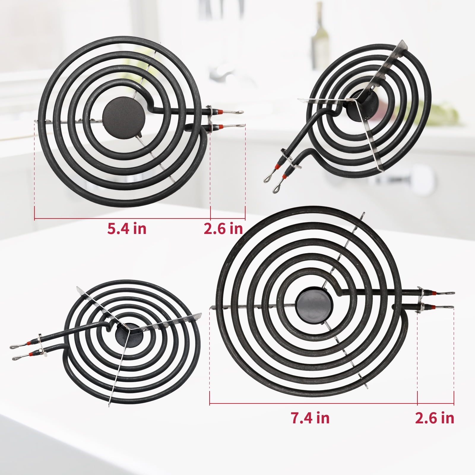 COZZIVITA MP22YA Stove Burner Element Replacement - Compatible with Whirlpool/Kenmore/Frigidaire - Includes 2x MP15YA & 2x MP21YA