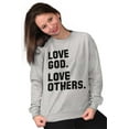 thumbnail image 3 of Love God and Others Christian Quote Unisex Plus Fleece Graphic Sweatshirt Brisco Brands 3X, 3 of 5